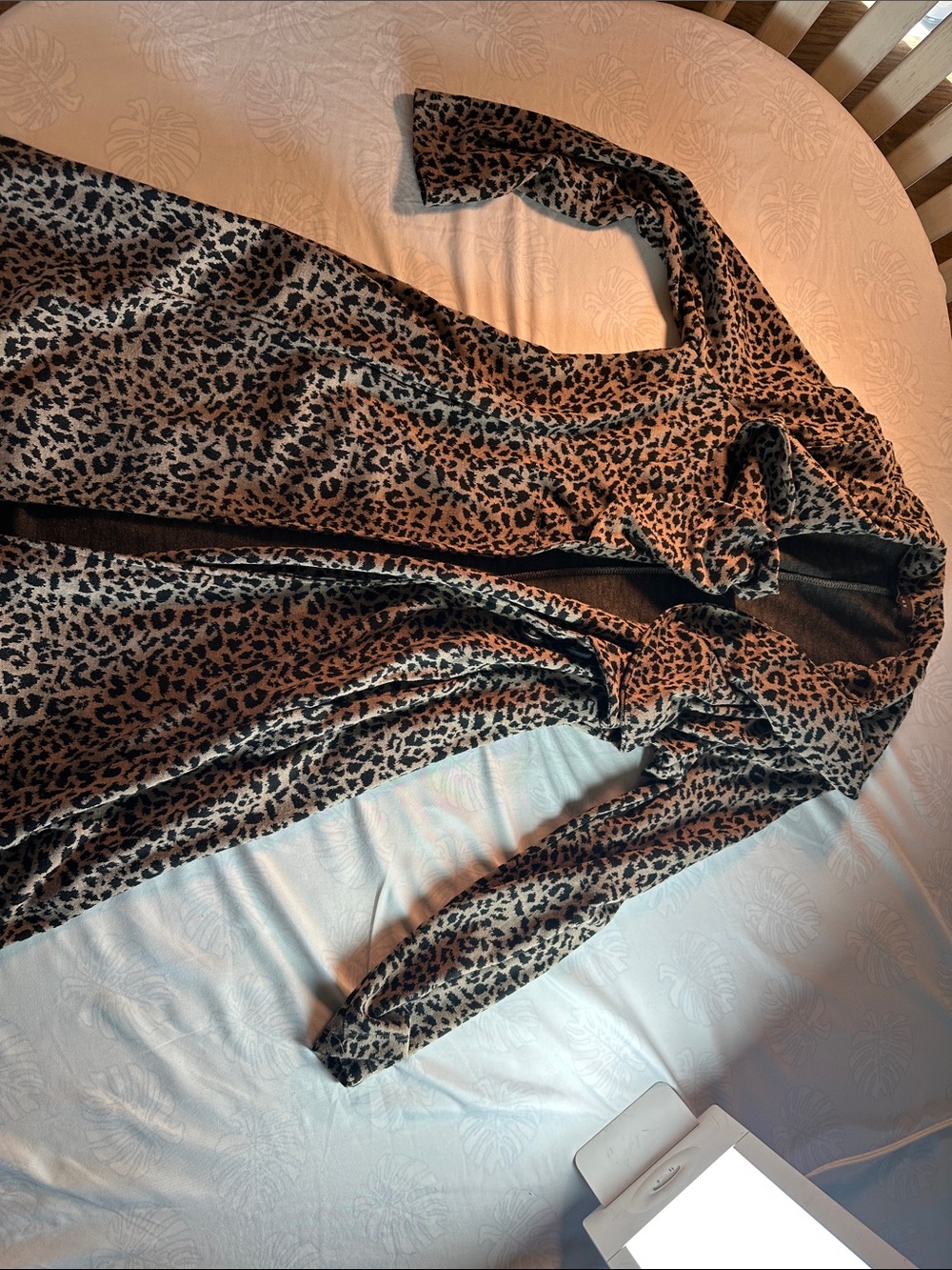 Fever Leopard Print Women's Sweater Jacket - Brown Black